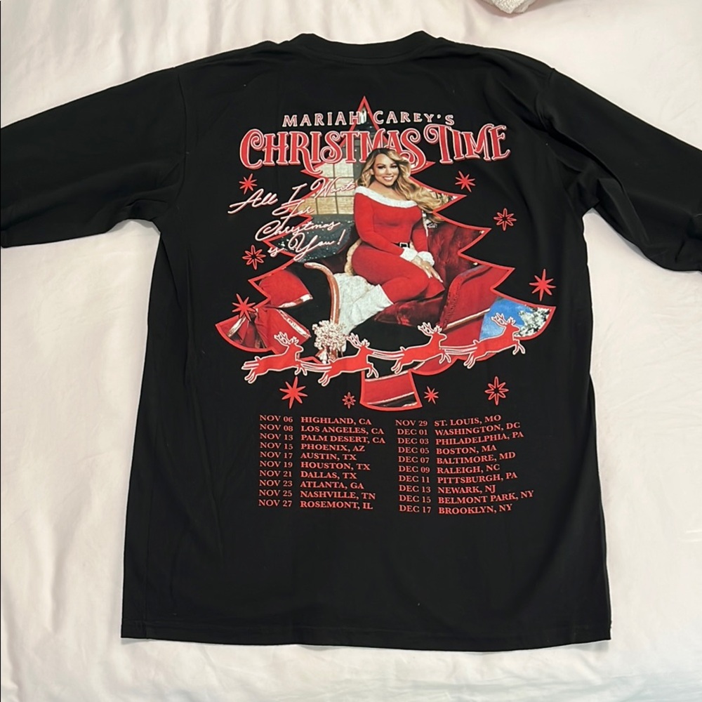 Official concert Merchandise Black Mariah Carey Christmas Time Long Sleeve Tee